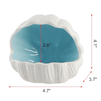 Cute Betta Fish Tank Accessory Decorations Ceramic Conch Shell-Shaped House Aquarium Decor Thematic Ornament Hideout Cave for Shrimp Fish Playing or Hiding (Blue, Small with 50pcs Pearl)