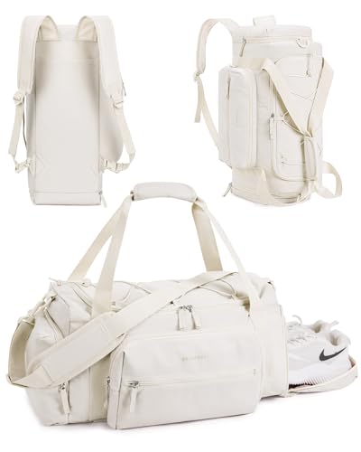 BAGSMART 4-IN-1 Gym Bag for Women Men, TSA Duffle Bag for Travel - color: D-Beige
