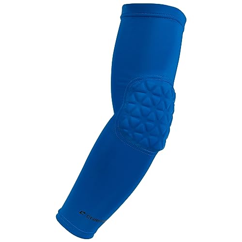 CHAMPRO Tri-Flex Compression Arm Sleeve with Padded Elbow for Football, Basketball, and More - color: Royal, size: Small