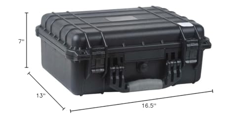 Large and Medium Size Weatherproof Equipment Cases, made of Polypropylene Plastic, Black with Foam Insert (16.5" X 13" X 7" (L x W x H)) - size: 16.5" X 13" X 7" (L x W x H) (BLACK)