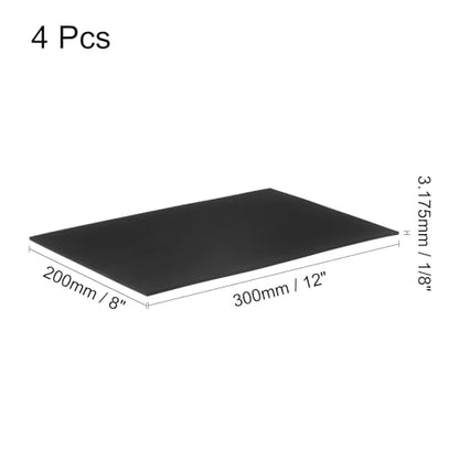 uxcell 4pcs Adhesive Rubber Padding Sheets 1/8" Thick x 8" Long x 12" Wide Neoprene Foam Sheet Self Stick Non-Slip Anti Vibration Pads, Anti-Skid Noise