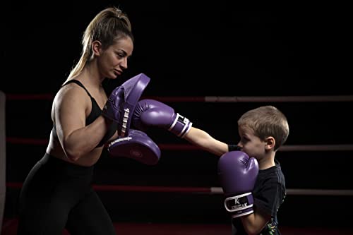 Kruzak Boxing Gloves for Kids 5-10 Years Training, Sparring, Kickboxing, Muay Thai, Martial Arts & MMA Fighting - Boys & Girls Punch Bag Mitts Training - color: Purple, size: 4 oz