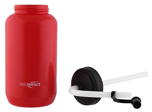 Squeezable Water Bottle Bendable Long Straw - LDPE BPA Free Plastic - Hydration for Baseball Hockey Gym MMA Yoga Boxing Cycling Softball Football Lacrosse (35.5 Oz.) - style: Red