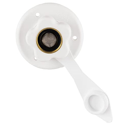 RecPro RV White City Water Fill Inlet Flange Brass with Check Valve | Made in America (No Hose Elbow)