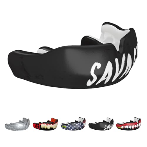 DAMAGE CONTROL Custom Fit Sports Mouthguard – Savage – 2-Week Process | Dentist-Designed, Boil & Bite Impression Kit, 2-Week Process, Hand-Fabricated Custom Fit, 3D Scan for Easy Reorders - color: Savage