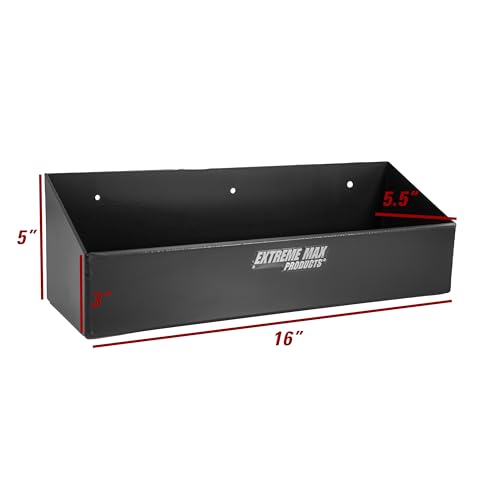Extreme Max 5001.6455 Wall-Mount Aluminum 6-Quart Liquids Storage Shelf for Race Trailer, Garage, Shop, Enclosed Trailer, Toy Hauler - Holds Six 1-Quart (32 oz.) Bottles, Black