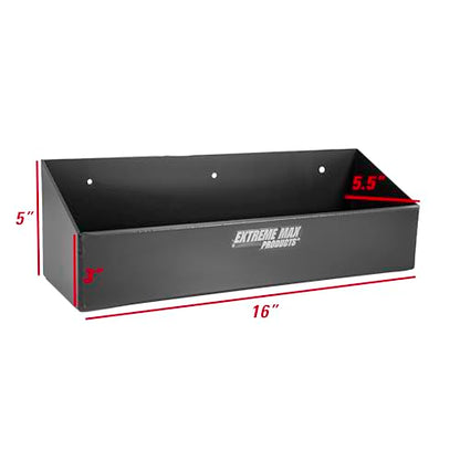 Extreme Max 5001.6455 Wall-Mount Aluminum 6-Quart Liquids Storage Shelf for Race Trailer, Garage, Shop, Enclosed Trailer, Toy Hauler - Holds Six 1-Quart (32 oz.) Bottles, Black