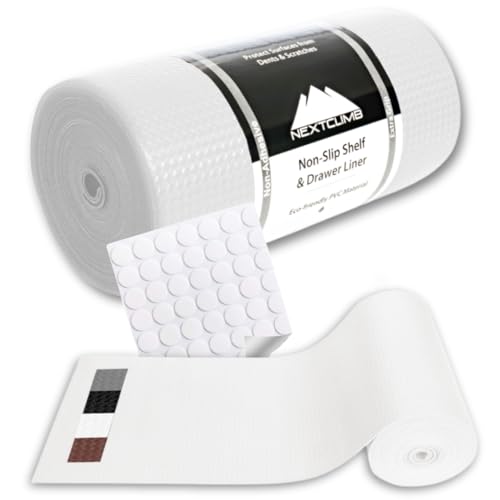 Kitchen Drawer Liners Shelf Liners for Kitchen Cabinets - Truly Non Slip, Non Adhesive Kitchen Cupboard Liners - Easy Cut/Fit, Protect Any Shelves, Wardrobe, Bathroom Surfaces (White, 30 x 900cm) - color: White, size: 30.48 cm x 9144