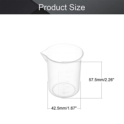Othmro 2Pcs 50ml Measuring Cups Plastic Graduated Cups PP Plastic Graduated Beaker Clear Scale Cups Liquid Measuring Mixing Cups Graduated Plastic Measuring Cups for Lab Kitchen Liquids Transparent - color: 50ml 2Pcs