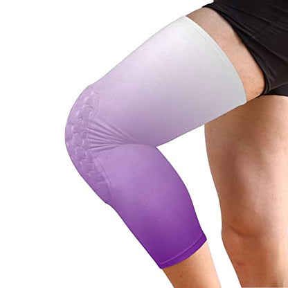 Purple Gradient Sports Knee Pads Youth Volleyball Basketball Knee Pads Long Leg Sleeves Braces Compression Wrestling Knee Pads for Boys Girls Football Dance Yoga - color: Purple Gradient