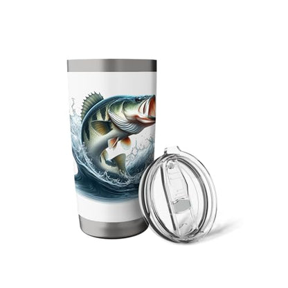 Bass Fishing Jumping Out Of The Water Outdoor Fisherman Stainless Steel Insulated Tumbler