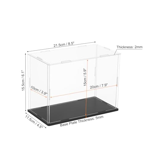 uxcell Acrylic Clear Display Case for Collectibles Self-Assemble Display Boxes with Black Base Dustproof Countertop Storage Box for Collectibles Action Figures, 7.9 x 3.9 x 5.9 Inch - size: 7.9 x 3.9 x 5.9 Inch