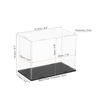 uxcell Acrylic Clear Display Case for Collectibles Self-Assemble Display Boxes with Black Base Dustproof Countertop Storage Box for Collectibles Action Figures, 7.9 x 3.9 x 5.9 Inch - size: 7.9 x 3.9 x 5.9 Inch