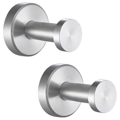 APLusee Brushed Nickel Bath Towel Hooks for Shower, 2 Pack, Wall Mounted - color: Brushed Nickel, size: 2 Pack