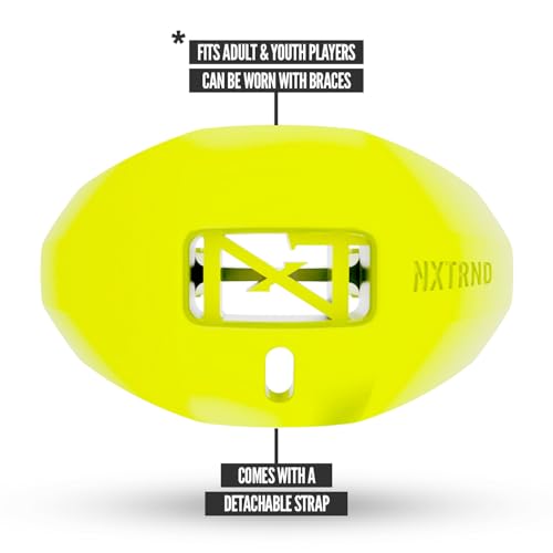 Nxtrnd One Football Mouth Guard, Strap Included, Fits Adult & Youth (Neon Yellow) - color: Neon Yellow