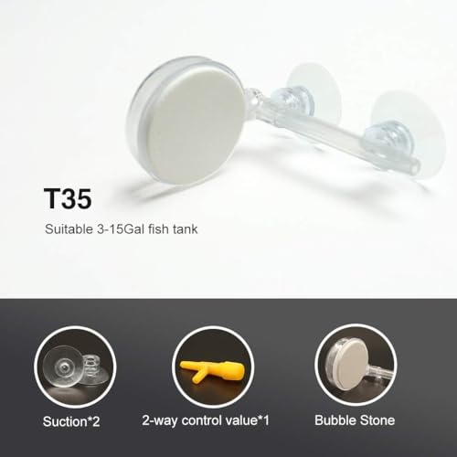 1.4inch Aquarium Air Stone Fish Tank Nano Bubble Stone Kit with Control Valve Quiet Super-High Dissolved Oxygen Diffuser Makes Super Tiny Bubbles for Betta Fish & Small Tank