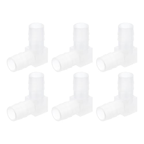 uxcell 3/8" 90 Degree Elbow Hose Barb, 6pcs L-Shaped Aquarium Air Valve Connector Tubing for Fish Tank Pond Air Line