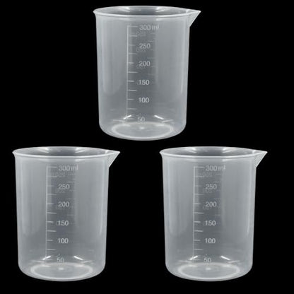 Bivethoi 3 Pack Plastic Beakers, Low Form Graduated Measuring Beakers 50ML Graduation Interval(Vol. 250ML) - size: 250-300ml