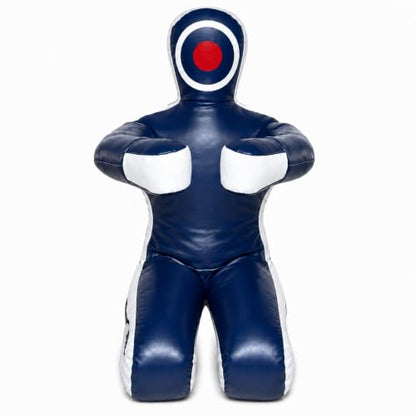 Bestzo MMA Martial Arts Brazilian Grappling Dummy Jiu Jitsu Punching Bag Sitting Position-Unfilled Hands on Front - color: Synthetic Leather Blue, size: 59 inches (5 ft)
