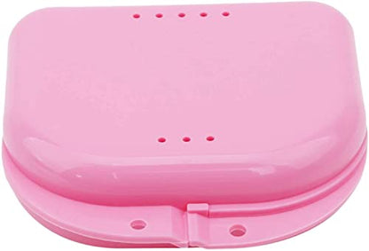 Mouth Guard Case Orthodontic Retainer Box Denture Storage Container, Pink Durable and Professional