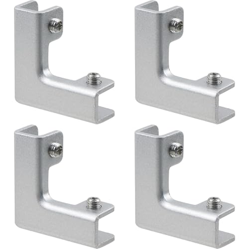 L Shape Fixing Clip Accessories, Aluminum Alloy Reinforced Clip Fits Rimless Aquarium Shower Door Cube Panel Fixing (Silver) 4Pcs