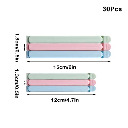 30 PCS Sealing Clip Plastic Bag Sealing Clips, Chip Clips for Food Packages, Bag Clips for Food Storage 2 Sizes, (6 Inch, 4.7Inch) - size: Small&Large