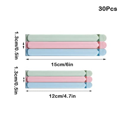 30 PCS Sealing Clip Plastic Bag Sealing Clips, Chip Clips for Food Packages, Bag Clips for Food Storage 2 Sizes, (6 Inch, 4.7Inch) - size: Small&Large