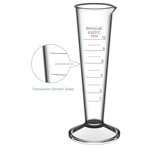 stonylab Graduated Cylinder, 1-Pack Borosilicate Glass Conical Measuring Cylinder Beaker with Wide Mouth and Pour Spout for Precise Measurement, 10 ml - size: 10 ml