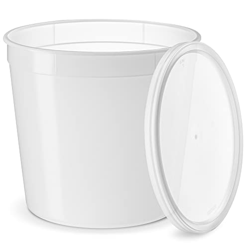 GUSTO [20 Sets] 86 oz. Plastic Food Storage Deli Containers with Lids, Ice Cream Bucket & Soup Pail - (Formerly Comfy Package)