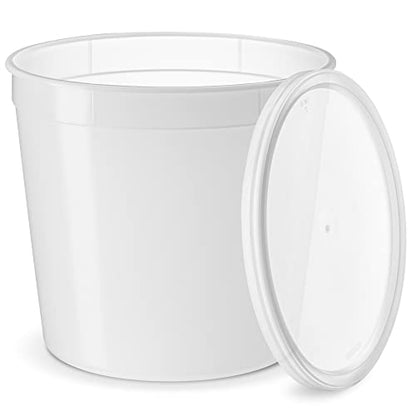 GUSTO [20 Sets] 86 oz. Plastic Food Storage Deli Containers with Lids, Ice Cream Bucket & Soup Pail - (Formerly Comfy Package)