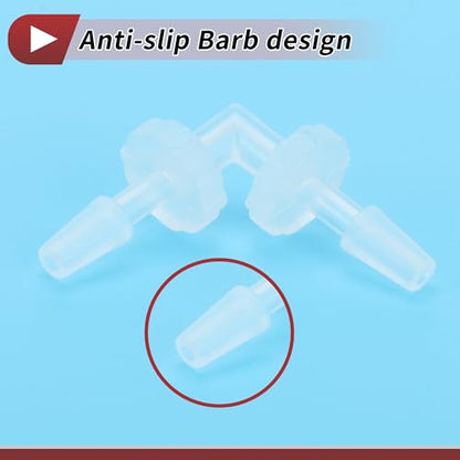 5 Pcs Aquarium Plastic Hose Barb Fitting 3/32" Hose Barb 90 Degree Elbow L Fitting Clear PP - size: 3/32"