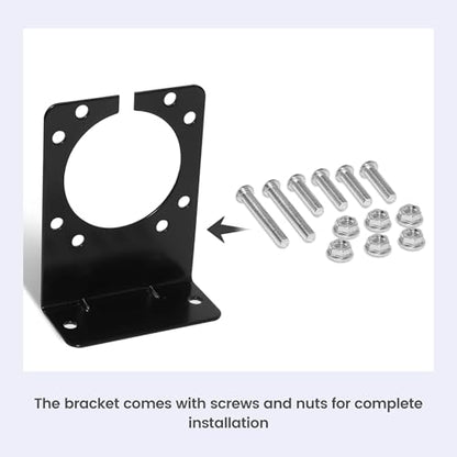 7 Way RV Blade Trailer Socket Mounting Bracket, Metal Mounting Bracket for General Use, Metal Hardware Screws and Nuts Included