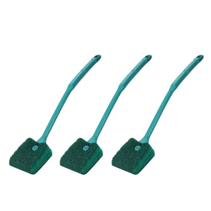 AQUANEAT 3pcs Fish Tank Cleaning Tools, Aquarium Double Sided Sponge Brush, Algae Scraper Cleaner with Long Handle - color: green, size: 3pcs