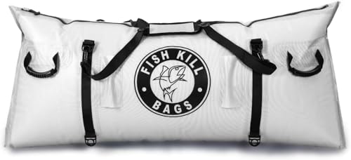 Gusseted Insulated Fish Cooler - Zipper Waterproof Nylon Bag - Portable and Leakproof With Heavy Duty Handles for Travel, Outdoor, Fishing - size: 55 x 24 Inch