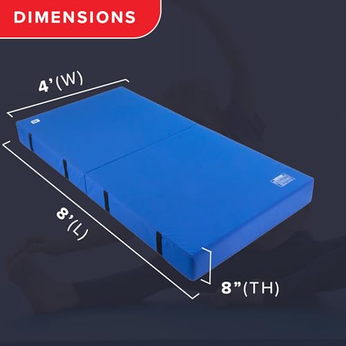 We Sell Mats Bifolding Gymnastics Crash Landing Mat Pad, Safety for Tumbling, Back Handspring Training and Cheerleading - size: 4 ft x 8 ft x 8 Inch