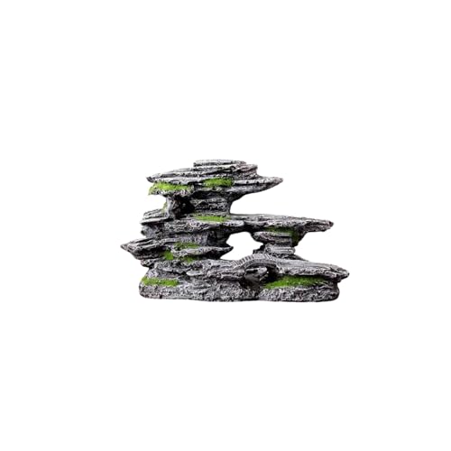 Fish Tank Decorations, Mountain View Aquarium Ornament, Artificial Mountain Hill View Stone for Betta Snails Turtle Hiding Playing(12cm)
