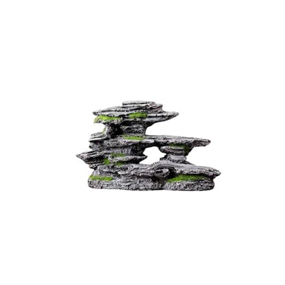 Fish Tank Decorations, Mountain View Aquarium Ornament, Artificial Mountain Hill View Stone for Betta Snails Turtle Hiding Playing(12cm)