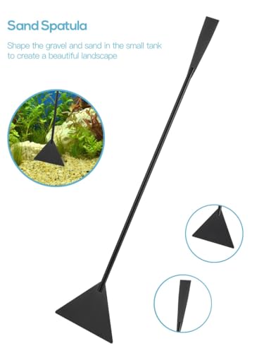 Kit for Aquarium Aquascaping, Includes Aquarium Sand Spatula, Curved Fish Net, Tweezers & Scissors, Tools for Small Aquariums Fish Tanks