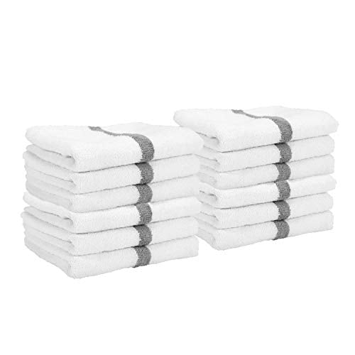 Arkwright White Hand Gym Towels - Pack of 12 - Bulk 100% Cotton Soft Quick Dry Sweat Absorbent Hotel Quality Towels for Workout, Bathroom, Spa, Pool, 16 x 27 in, Grey - color: Grey, size: 16 x 27 in. (Pack of 12)