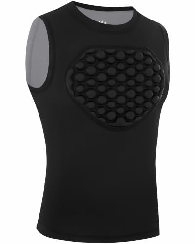 Youth Baseball Chest Protector Softball Lacrosse Football Padded Compression Shirt Heart Guard Sternum Protection - color: Black Gray, size: X-Small