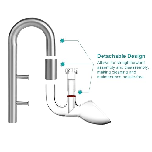 Stainless Steel Lily Pipe Set – Hybrid Steel & Detachable Glass Outflow with Skimmer, Glass Multi-Level Inflow, 360° Flow Control, Fish & Shrimp Safe (13mm for 1/2'' i.d. (12/16 mm) tubing)