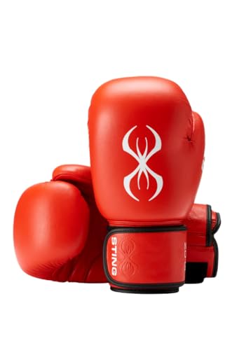 STING USA Boxing Approved Competition Leather Boxing Gloves - color: Red, size: 10 Oz