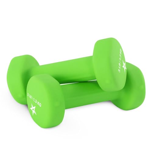 Yes4All Neoprene Dumbbells, Pairs and Sets with Rack for Home Workouts - color: B. Light Green - 3lbs - Pair, style: Pair