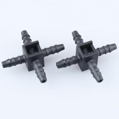 AC PERFORMANCE 5mm Barbed Cross Pipe Hose Connector Hose Joiner Tubing Splitter 4 Way, Pack of 2
