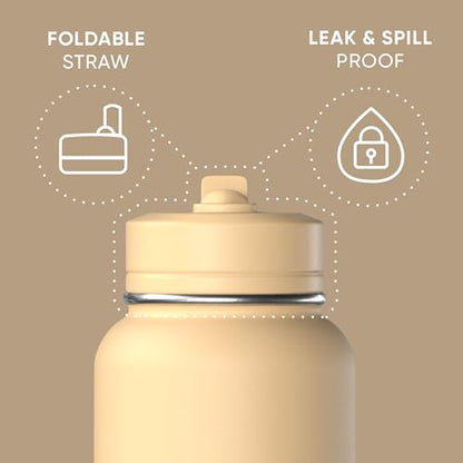 Hydrapeak 32oz Sport Insulated Water Bottle with Straw Lid, Leak & Spill Proof, Keeps Drinks Cold for 24 Hours, Hot for 12 Hours, Premium Stainless Steel Water Bottles (32oz, Creamsicle) - color: Creamsicle