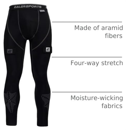 EALER Men’s Cut‑Resistant Compression Hockey Pants with Bio‑Flex Protective Cup – Jock Briefs for Men & Boys - color: Hcp200-boys, size: Small