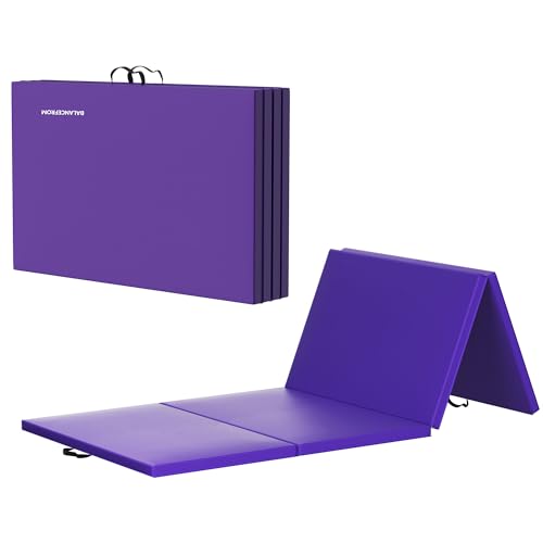 BalanceFrom All Purpose Extra Thick High Density Anti Tear Gymnastics Gym Folding Exercise Aerobics Mats - color: Purple