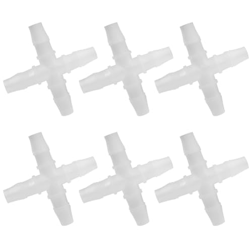 Plastic Hose Barb Fitting 3/8" Barbed Equal 4 Way Pipe Fittings Tube Adapter (Pack of 6)