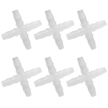 Plastic Hose Barb Fitting 3/8" Barbed Equal 4 Way Pipe Fittings Tube Adapter (Pack of 6)