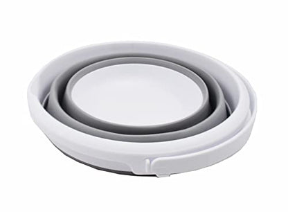 SAMMART 5.5L (1.4 Gallon) Collapsible Plastic Bucket with Handle - Foldable Round Tub - Portable Fishing Water Pail - Space Saving Outdoor Waterpot. (1, White/Grey)
